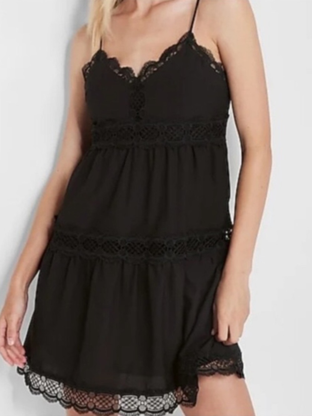 NWT Express Black Cami Lace Trim Summer Dress Size Medium.
